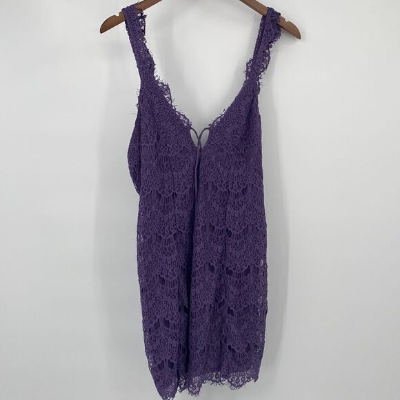 Free People Night Moves Lace Mini Dress in Midnight Violet NWT Small - Picture 5 of 7